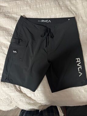 RVCA Black Men's Boardshorts with White Logo